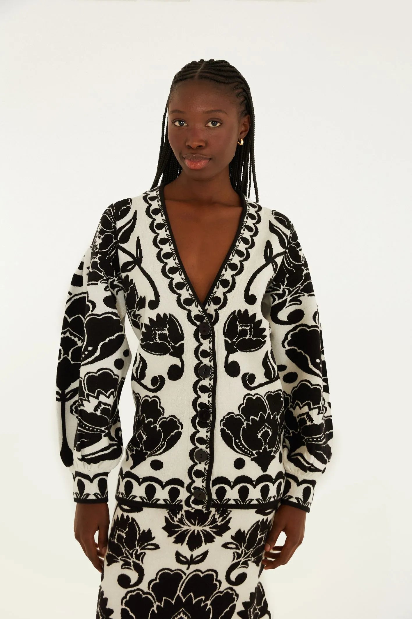 Cardigan Tricot Floral Arabesque
