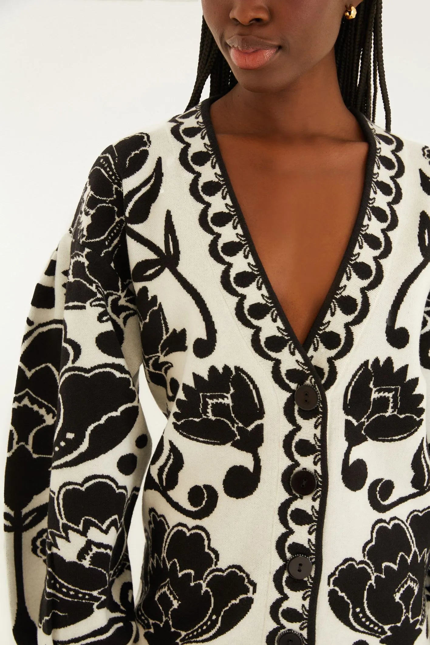 Cardigan Tricot Floral Arabesque