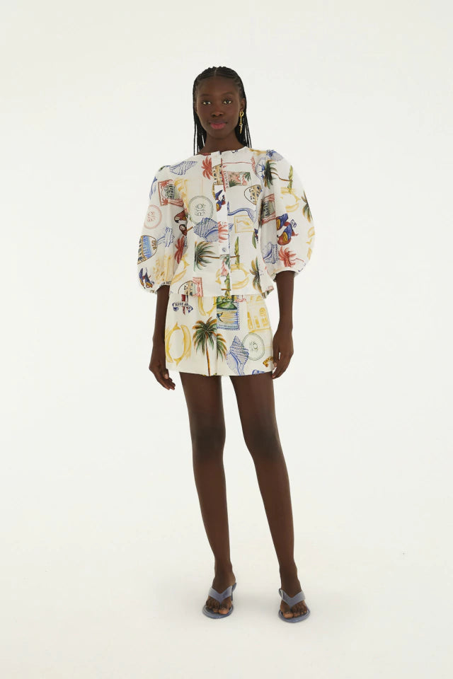 Blusa Botao Tropical Vintage