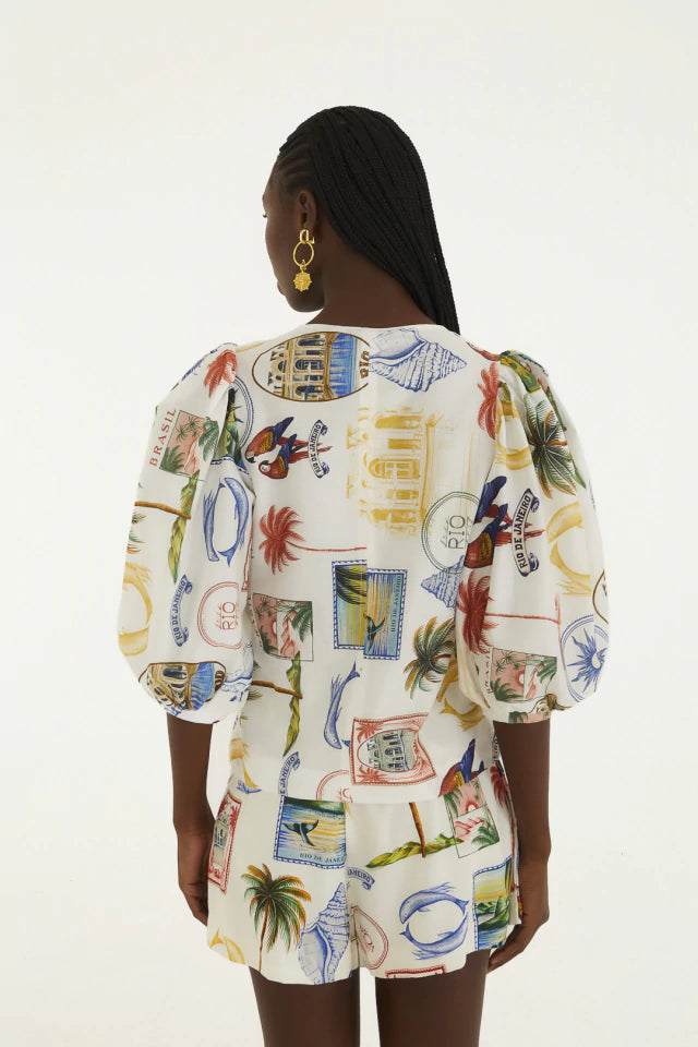 Blusa Botao Tropical Vintage