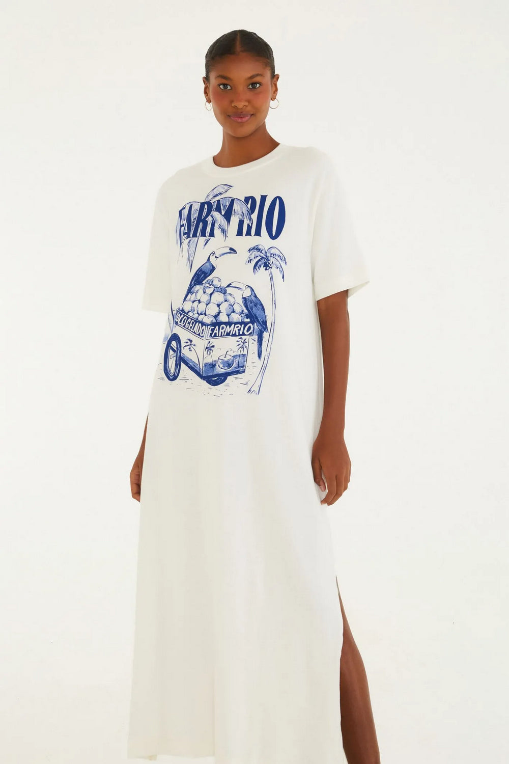 Midi Vestido Coco Gelado Azul