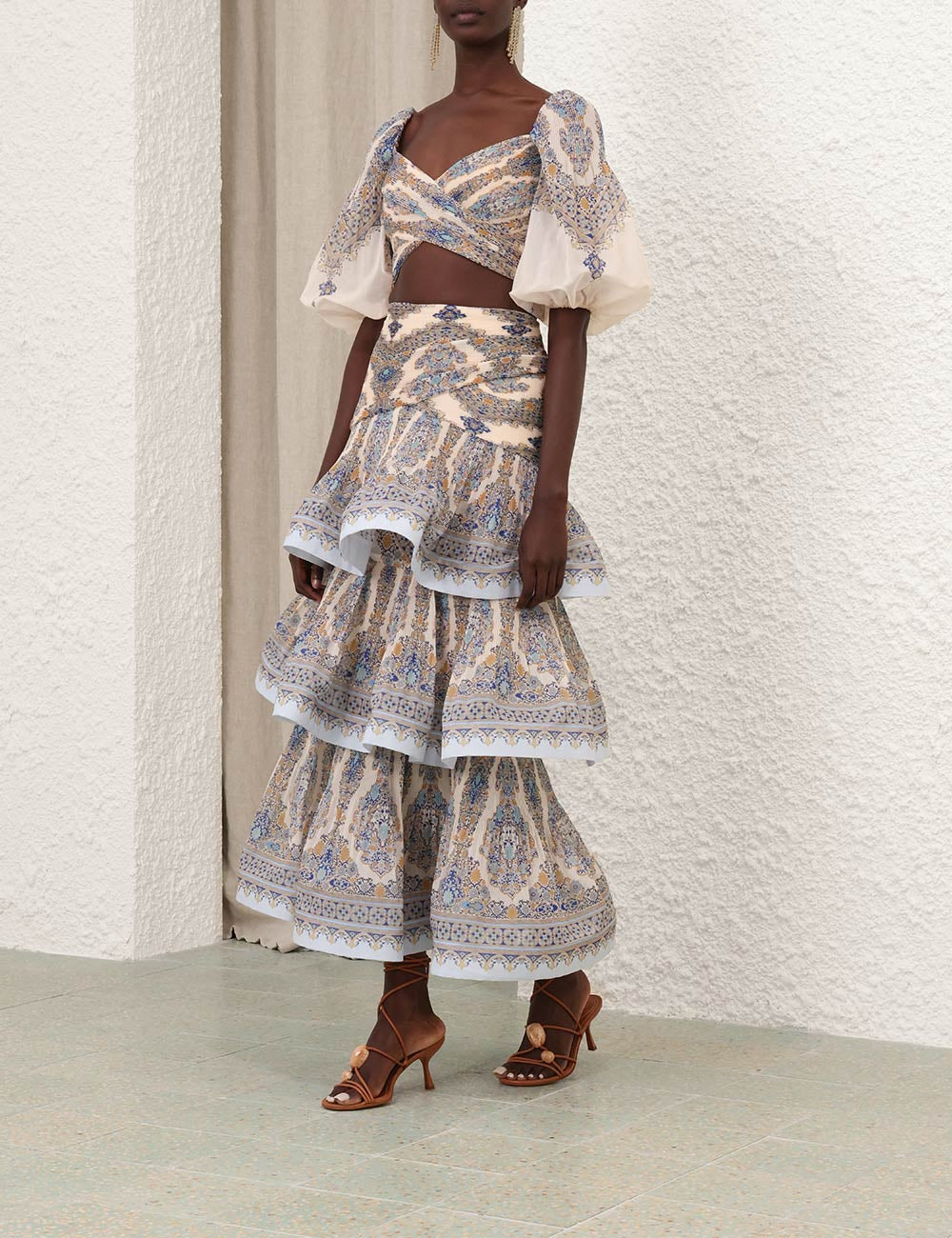 Midi Falda Tiered Pleated