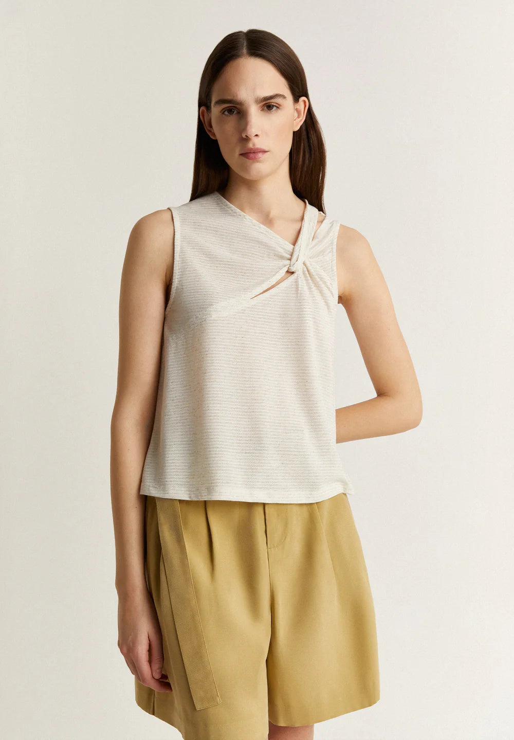 T-Shirt Shoulder Stripes Knot Tee