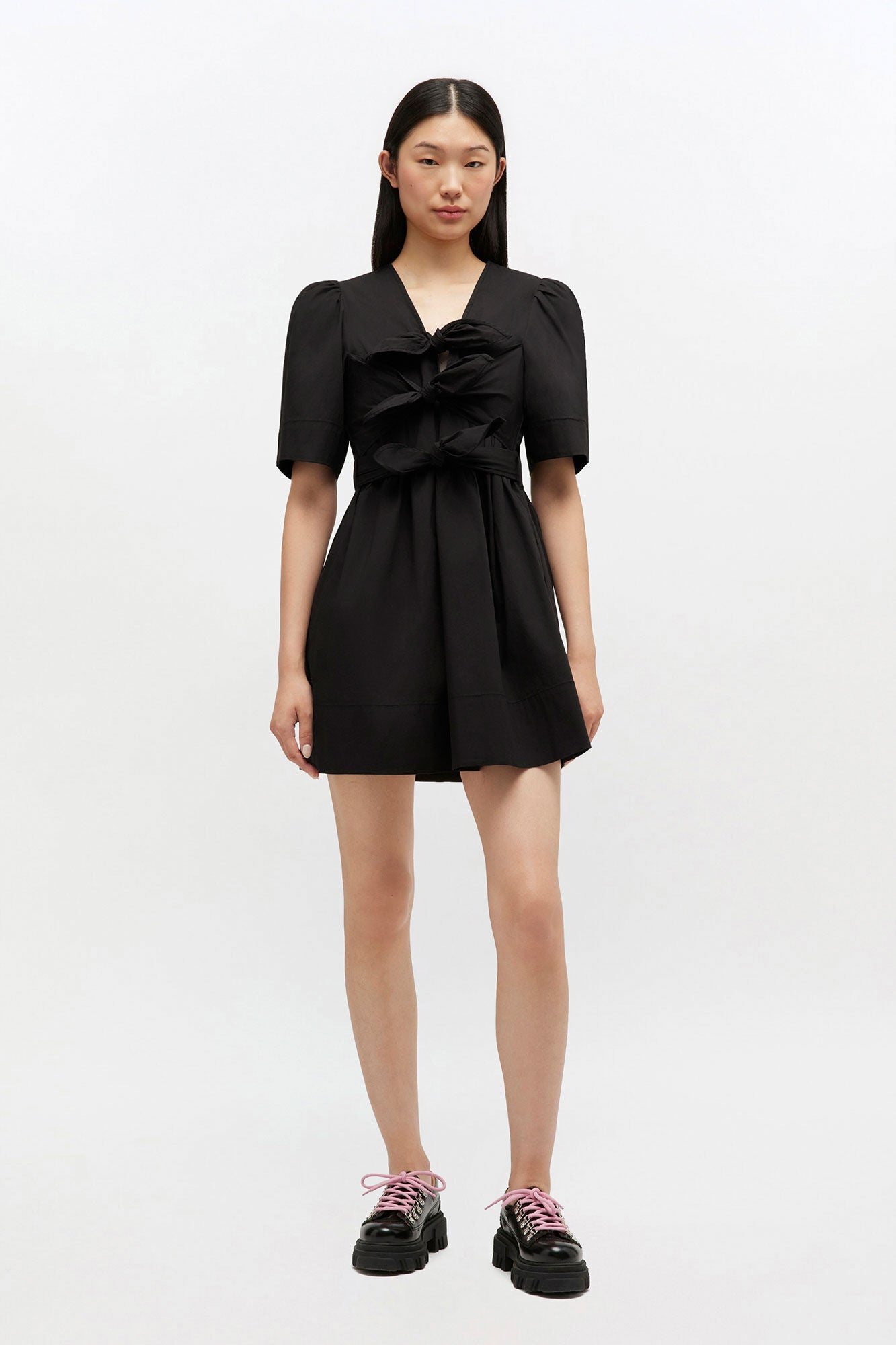 Mini Vestido Tie Strap Stretch Cotton