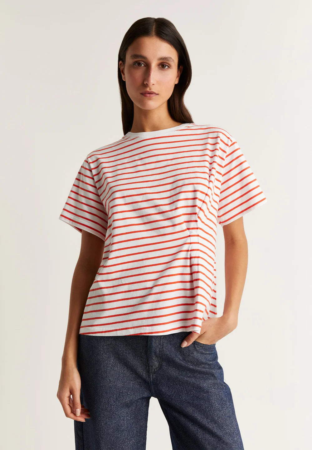 T-Shirt Pleat Stripes Tee