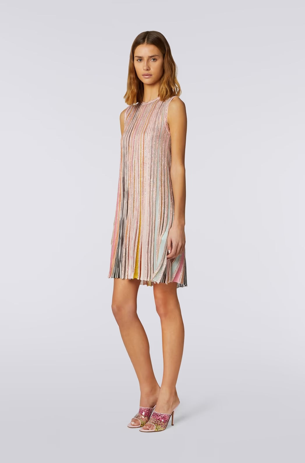 Midi Vestido Partialized Sequins Pink