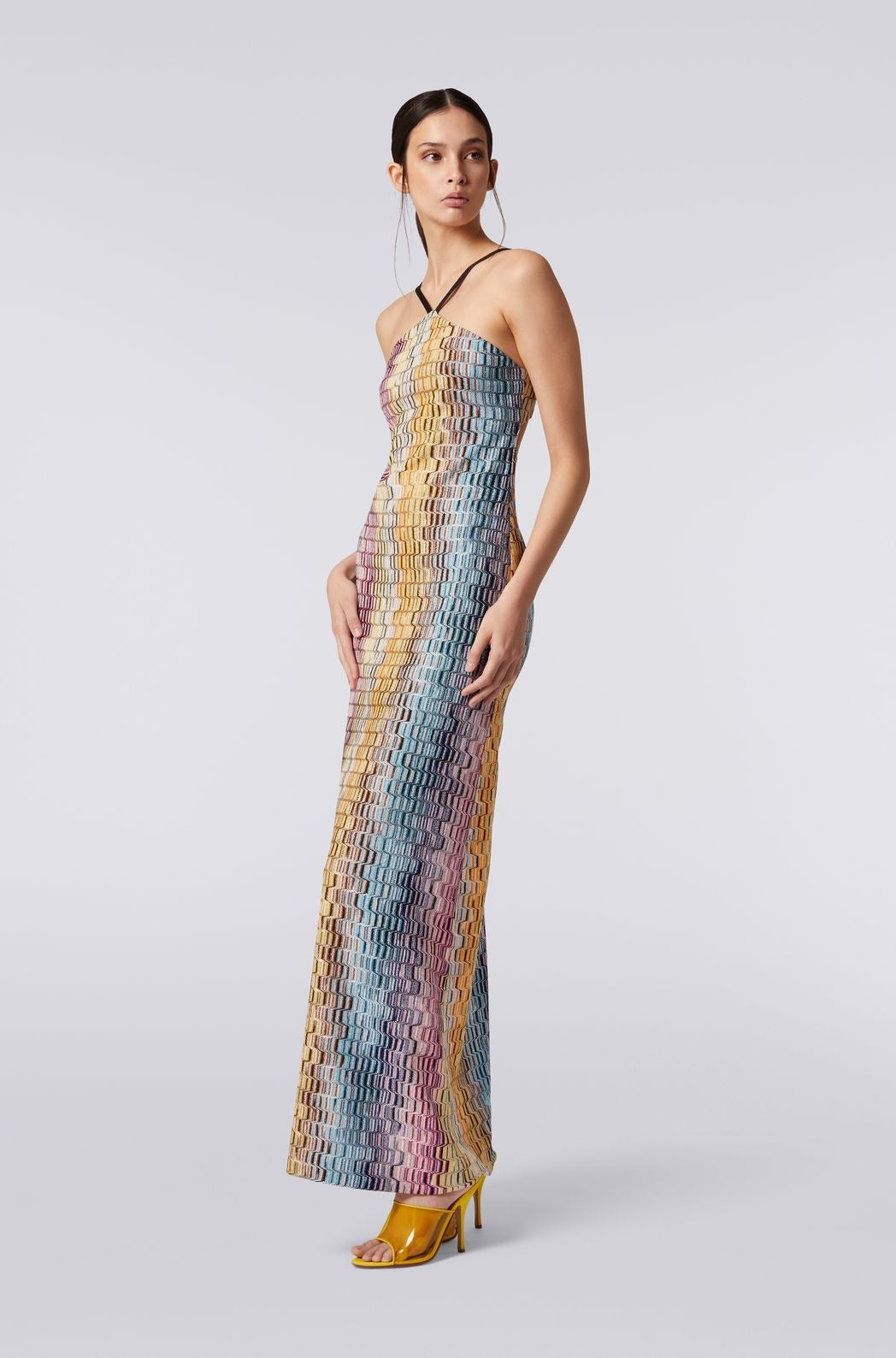 Maxi Vestido Vertical Meander Lame Maxi