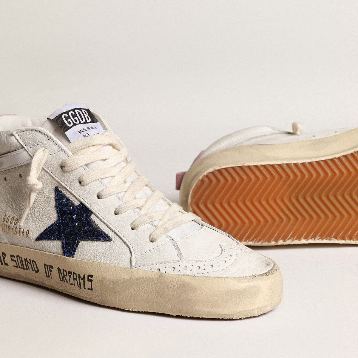 Zapatilla Golden Goose Mid Star Nappa Leather Glitter Star Heel Signature Mujer