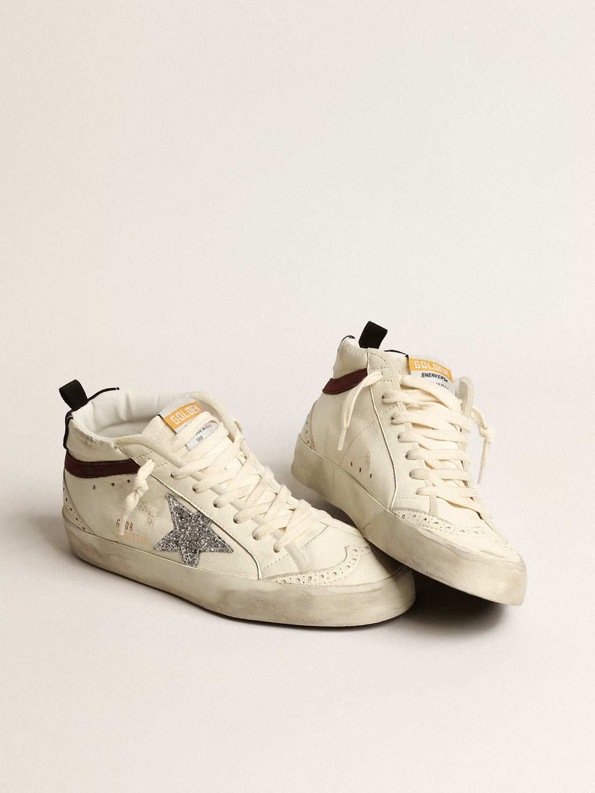Zapatillas Golden Goose Mid Star Nappa Leather Glitter Star Suede Heel Mujer