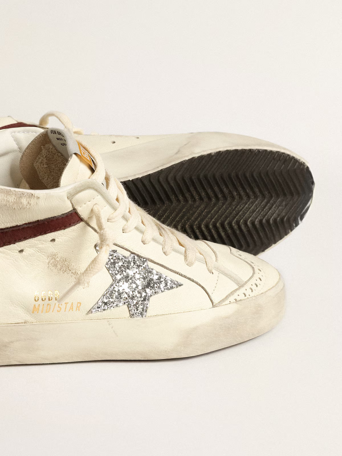 Zapatillas Golden Goose Mid Star Nappa Leather Glitter Star Suede Heel Mujer