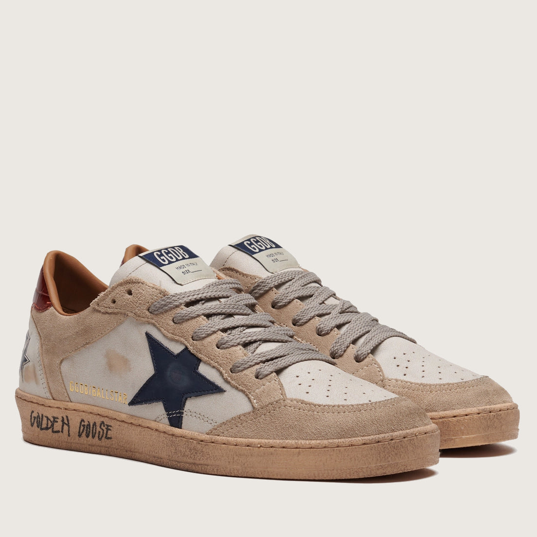Zapatillas Golden Goose Ballstar Leather Suede Printed Leather Heel Hombre