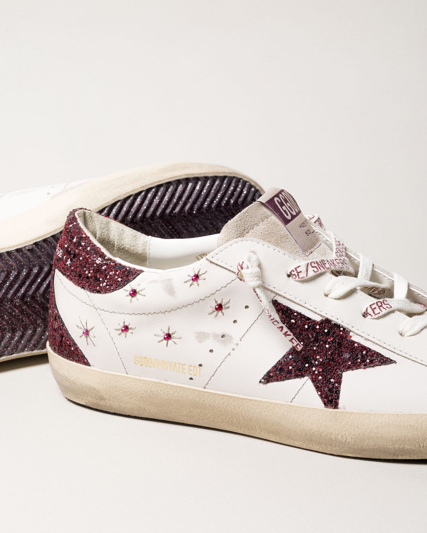 Zapatilla Golden Goose Super Star Leather Embroidery Glitter Star Heel Mujer