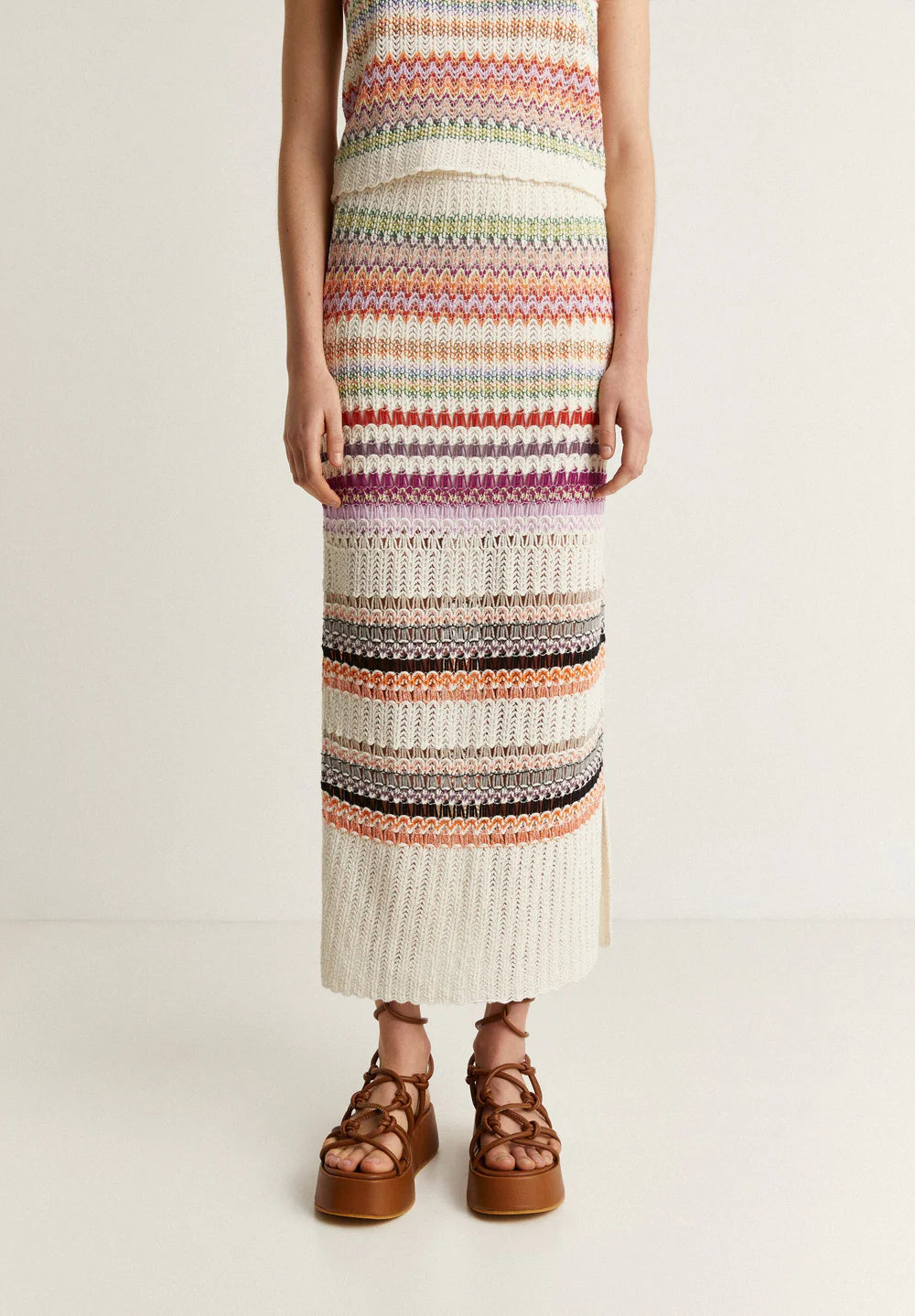Maxi Falda Crochet Multistripes