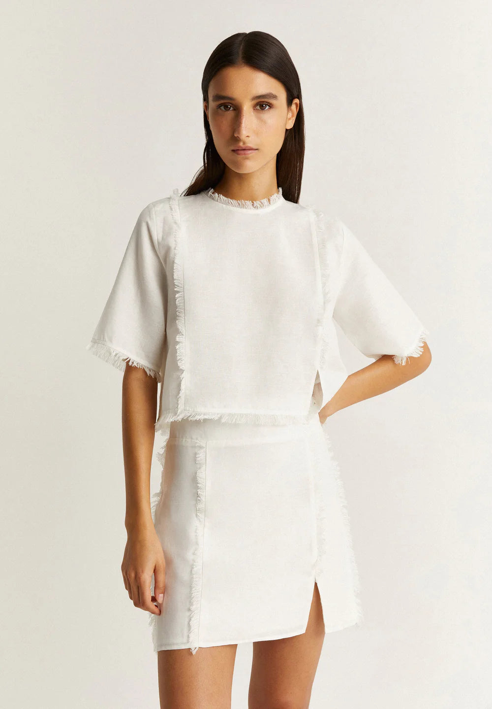 Mini Falda Frayed Linen