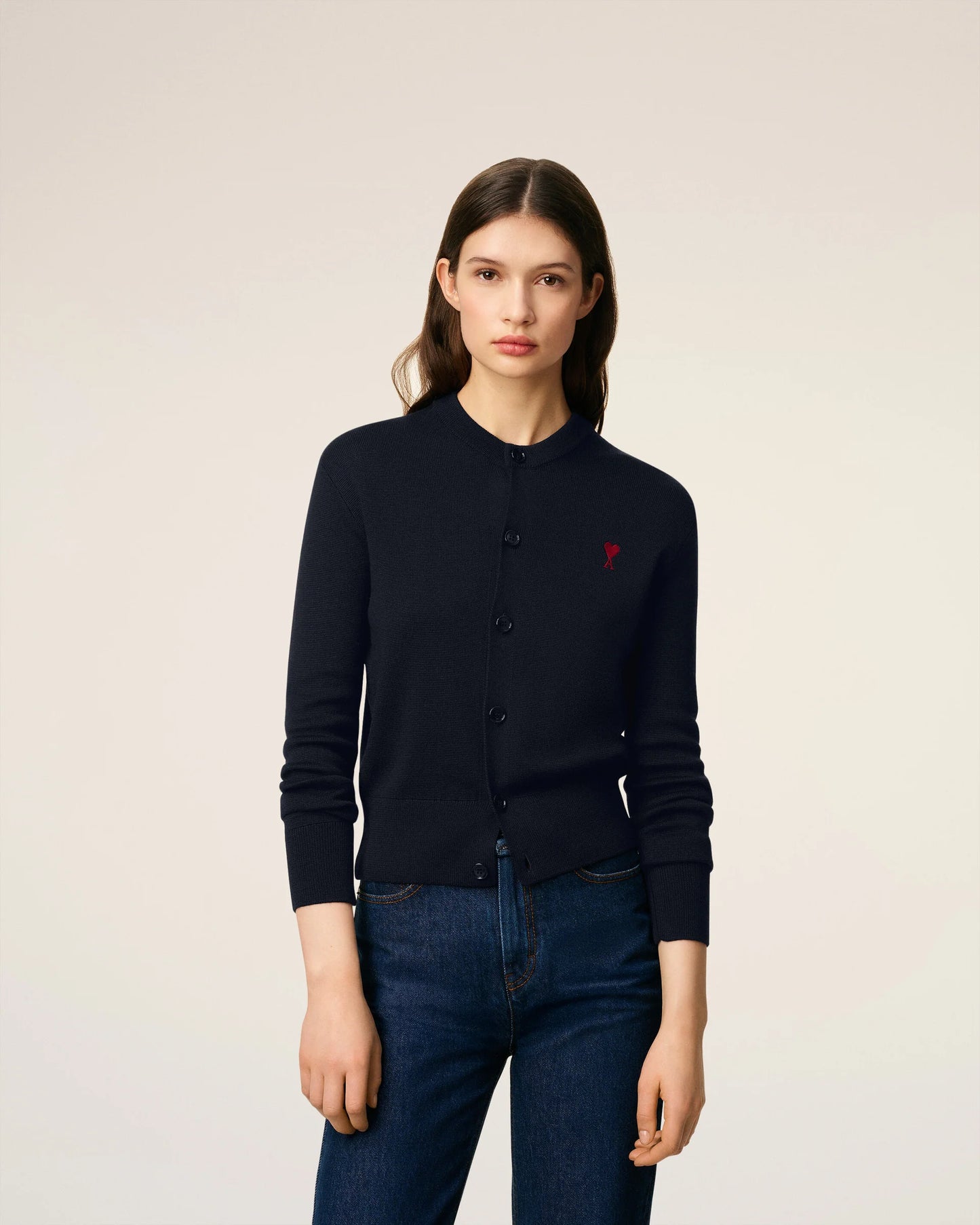 Cardigan Crewneck With Contrasted Ami De Coeur