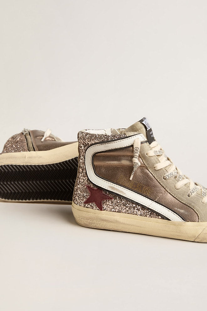 Zapatillas Golden Goose Slide Lamin Glitter Suede Leath Star Wave Mujer
