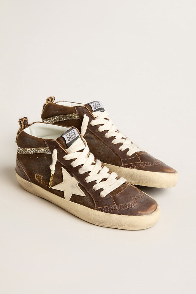Zapatillas Golden Goose Midstar Leather Spur Star Suede Horsy Heel Mujer