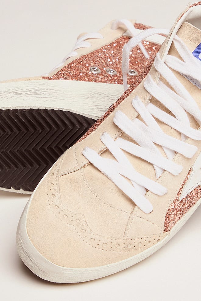 Zapatillas Golden Goose Midstar Glitter Leath Star Wave Suede Spur Mujer