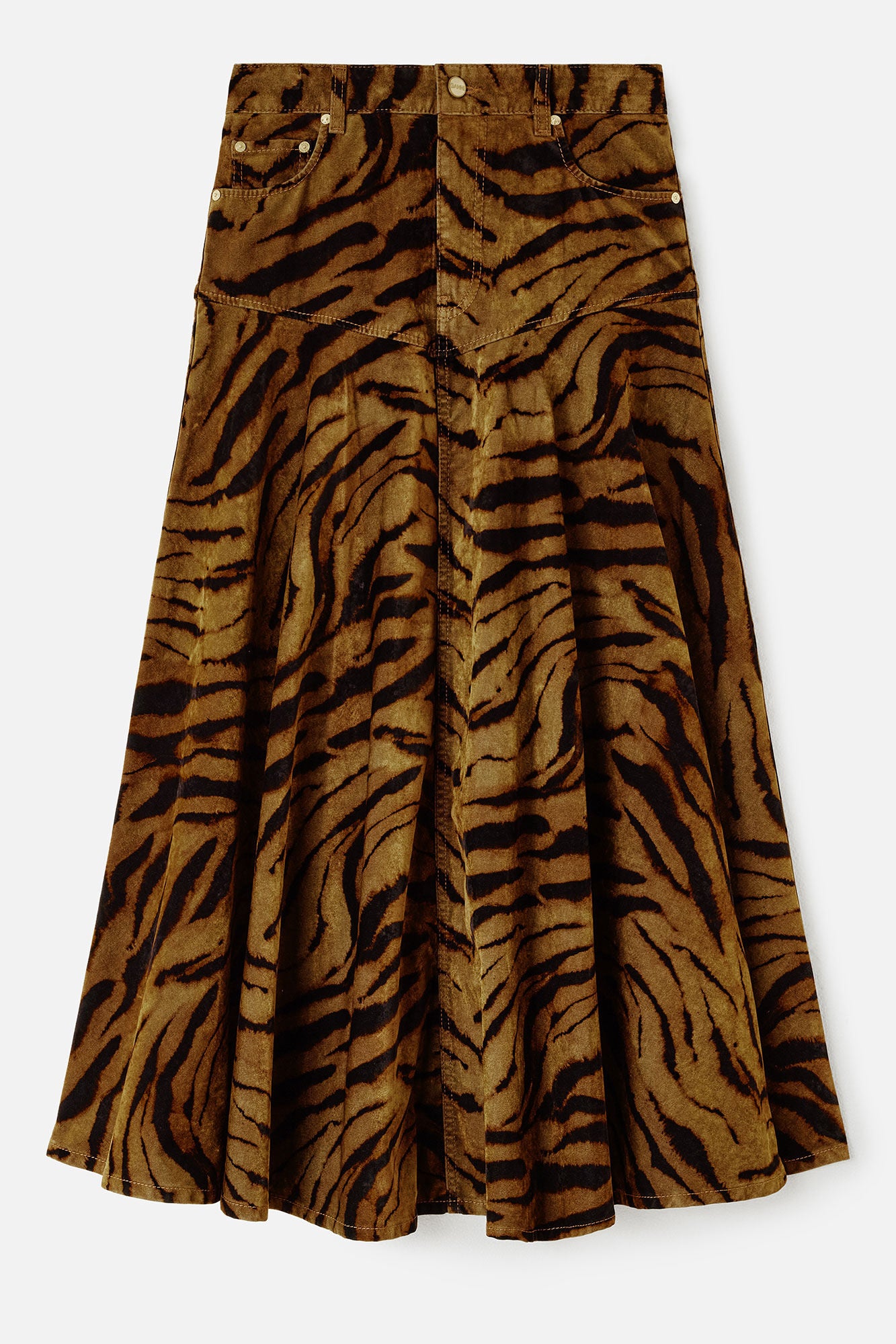 Midi Falda Denim Printed Flock