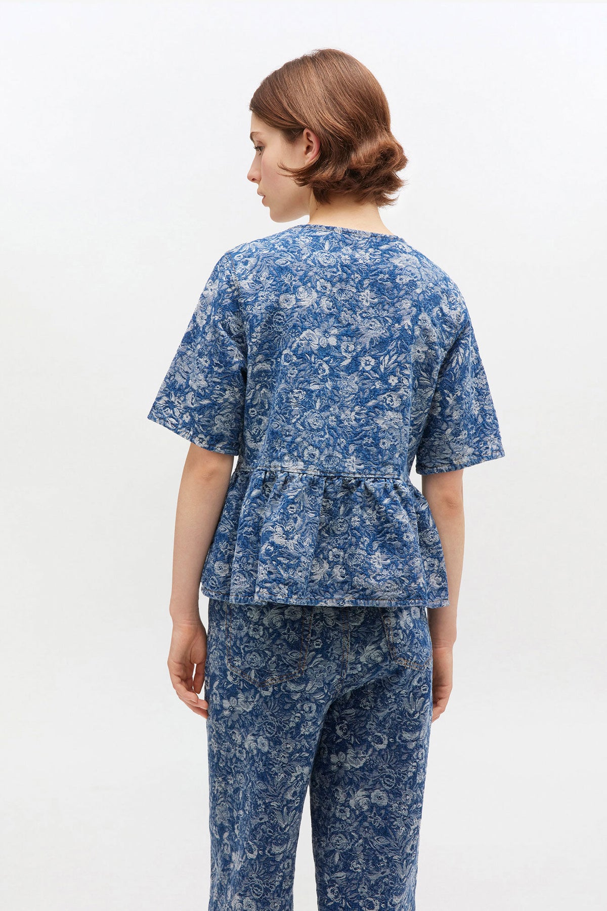 Blusa Pepplum Denim Tapestry
