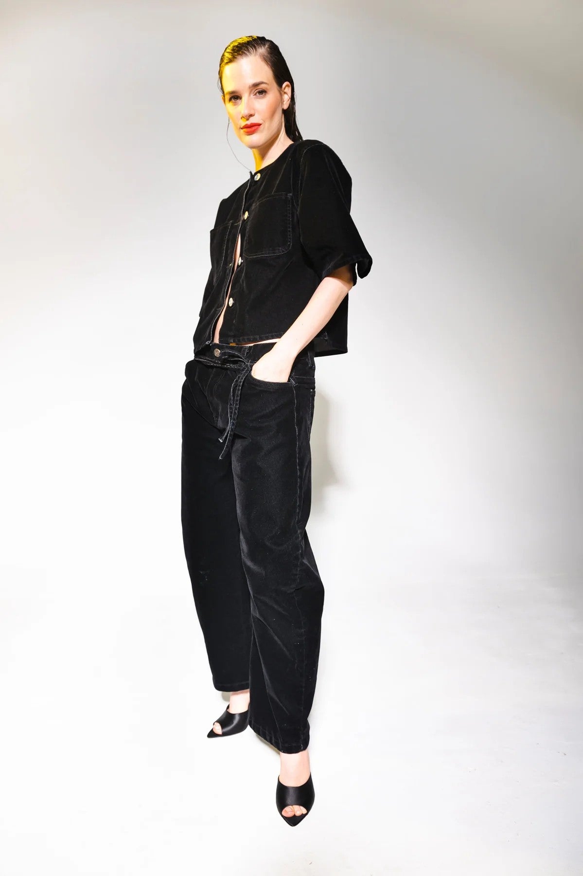 Jeans Denim Terciopelo Negro