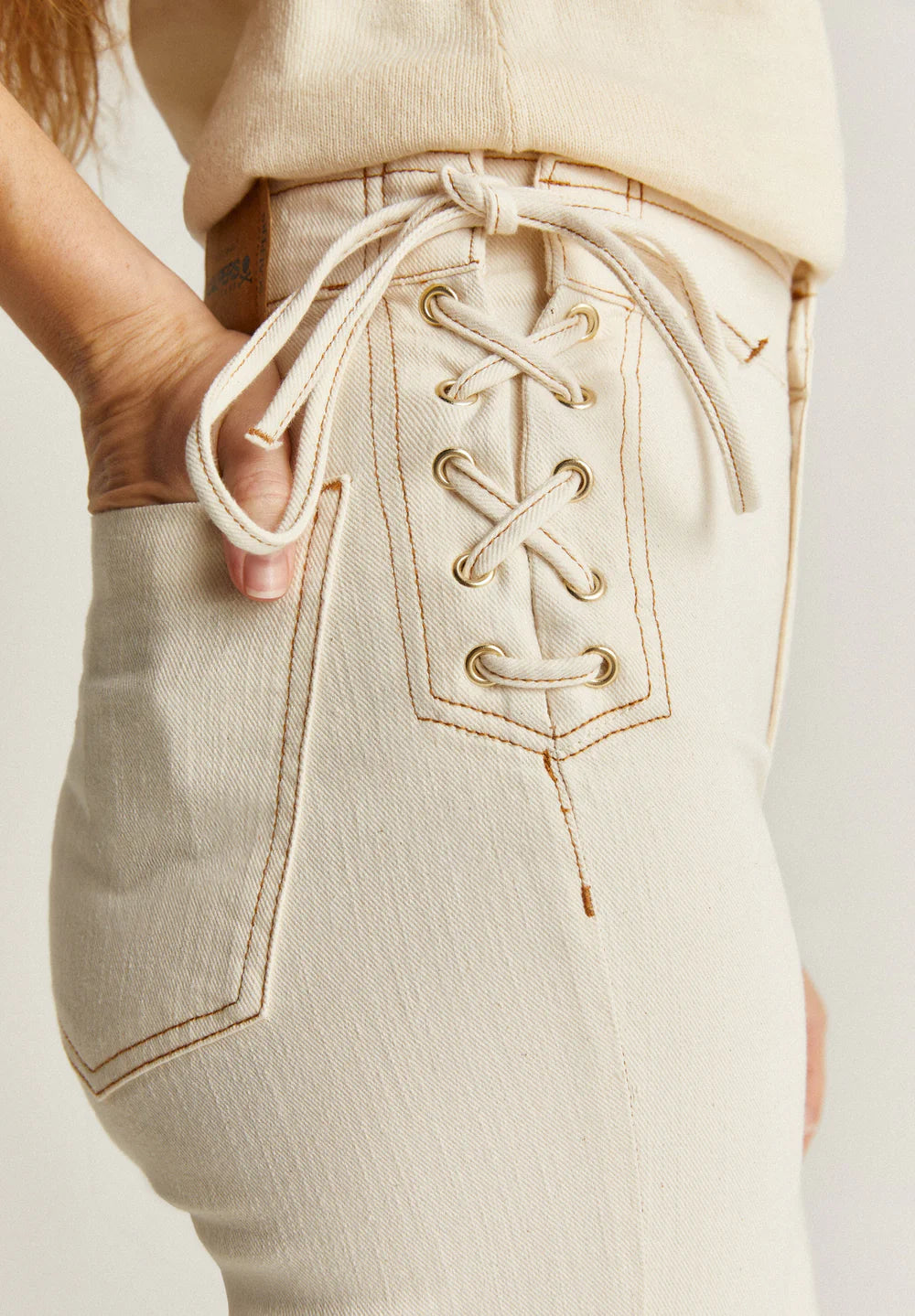 Pantalon Lace Up Denim