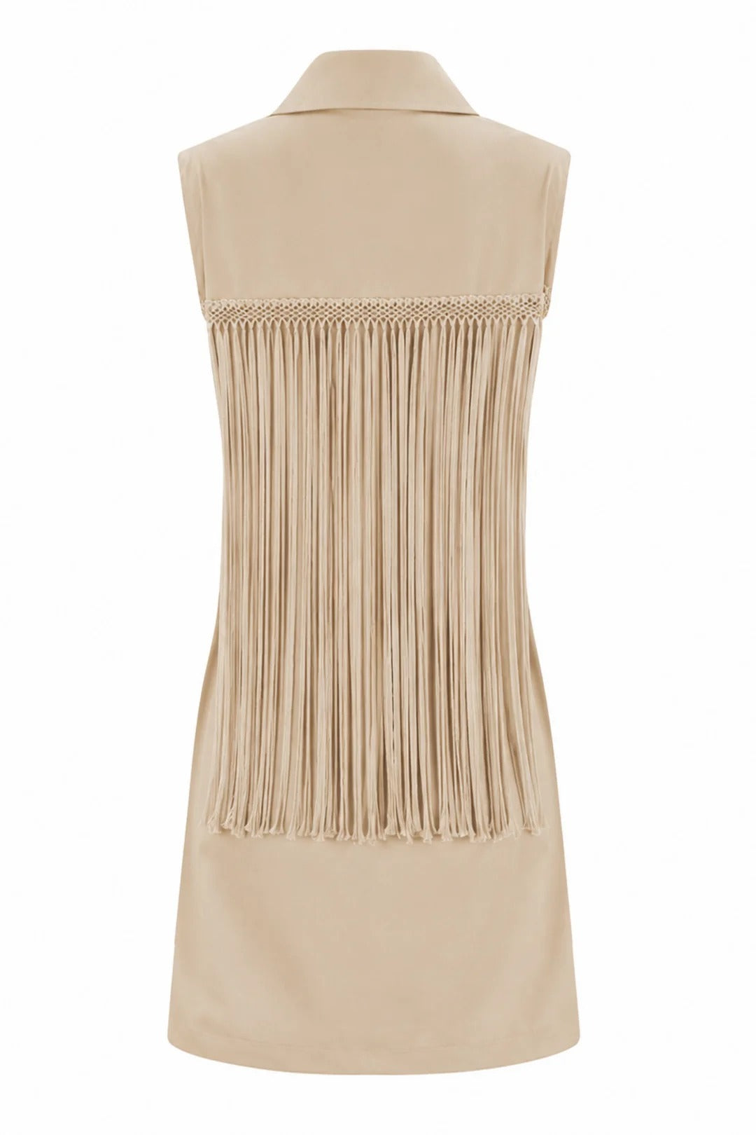 Macrame Sahariana Cotton Dress Beige