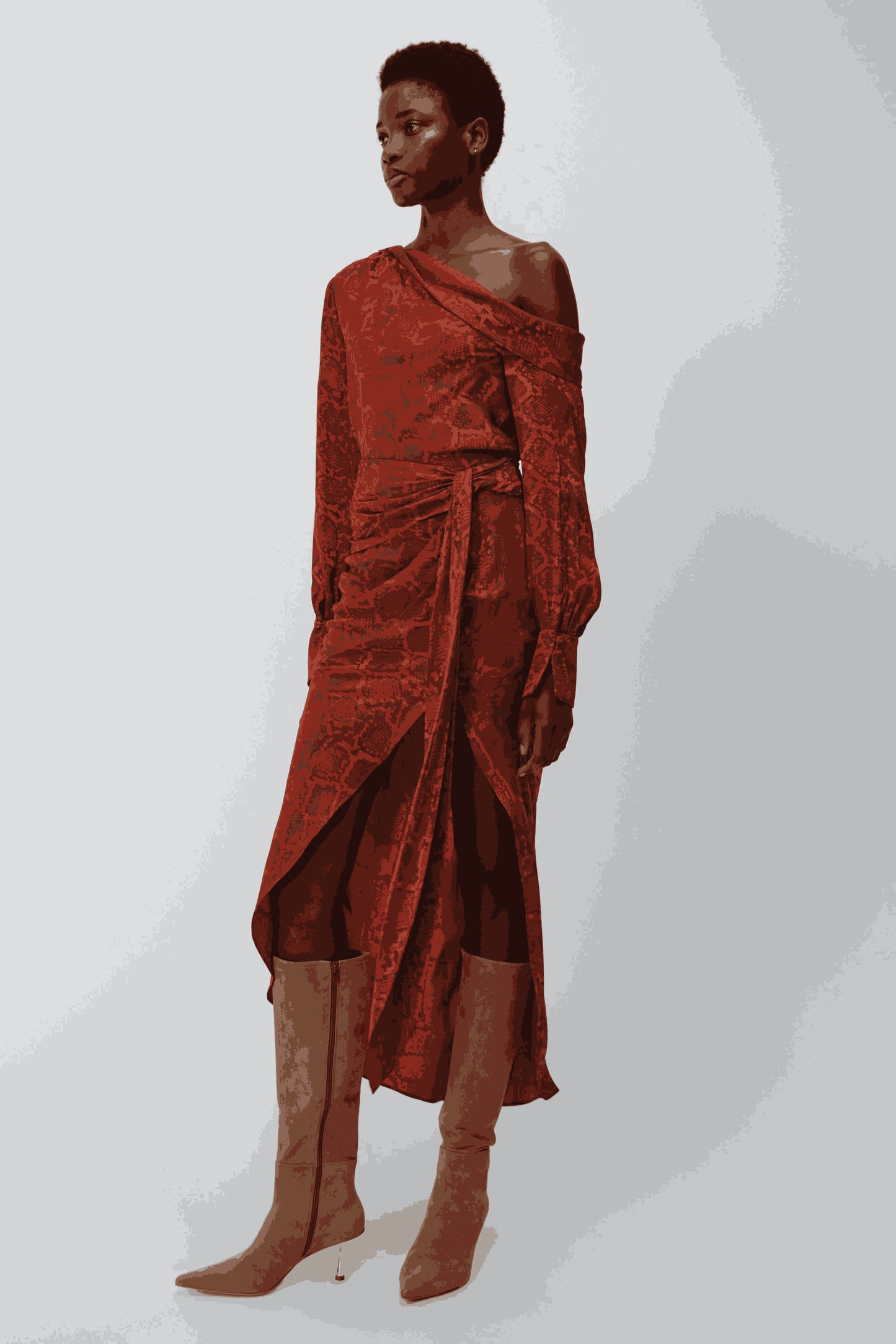 Midi Falda Elisabetta Draped Carmine Python