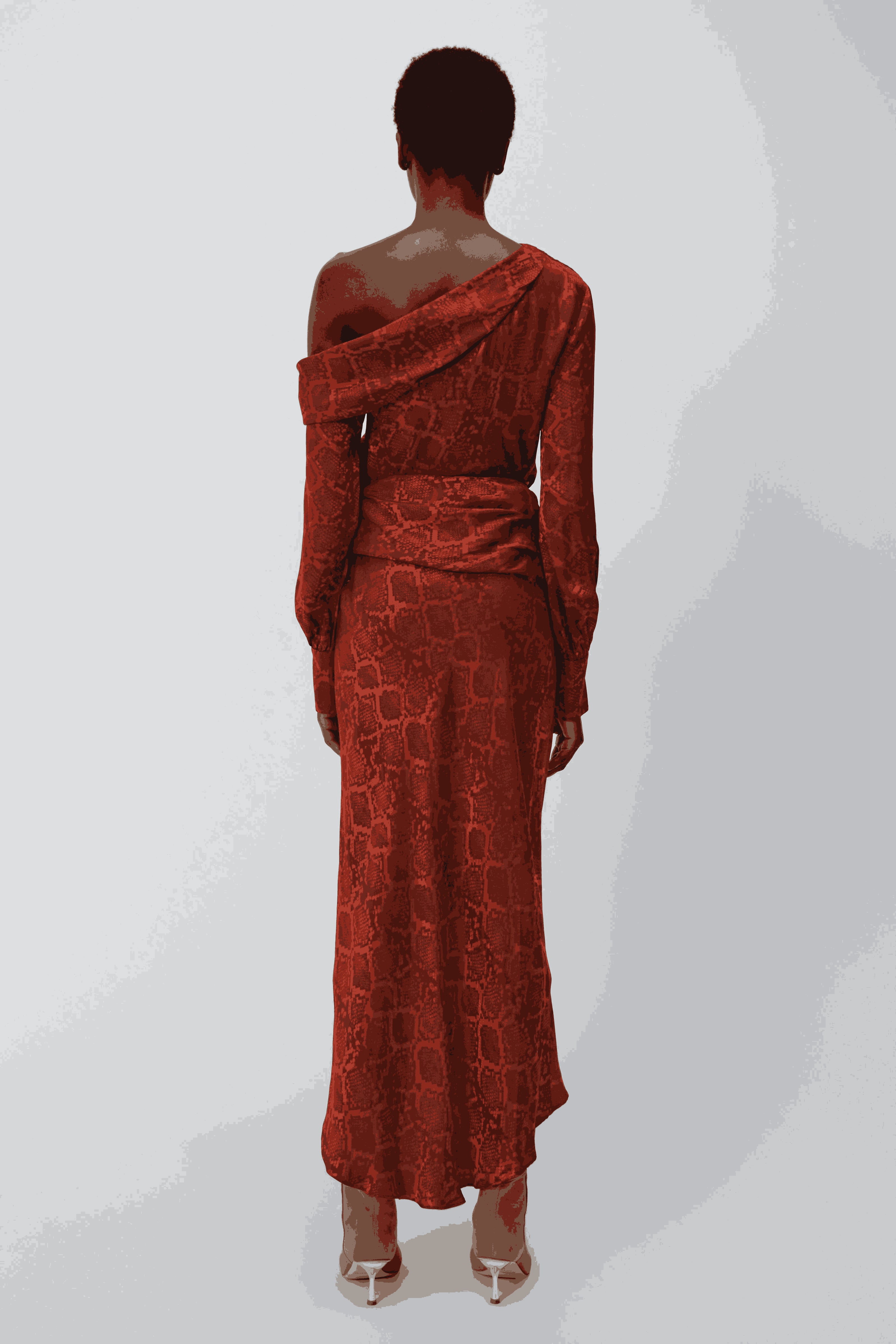 Midi Falda Elisabetta Draped Carmine Python