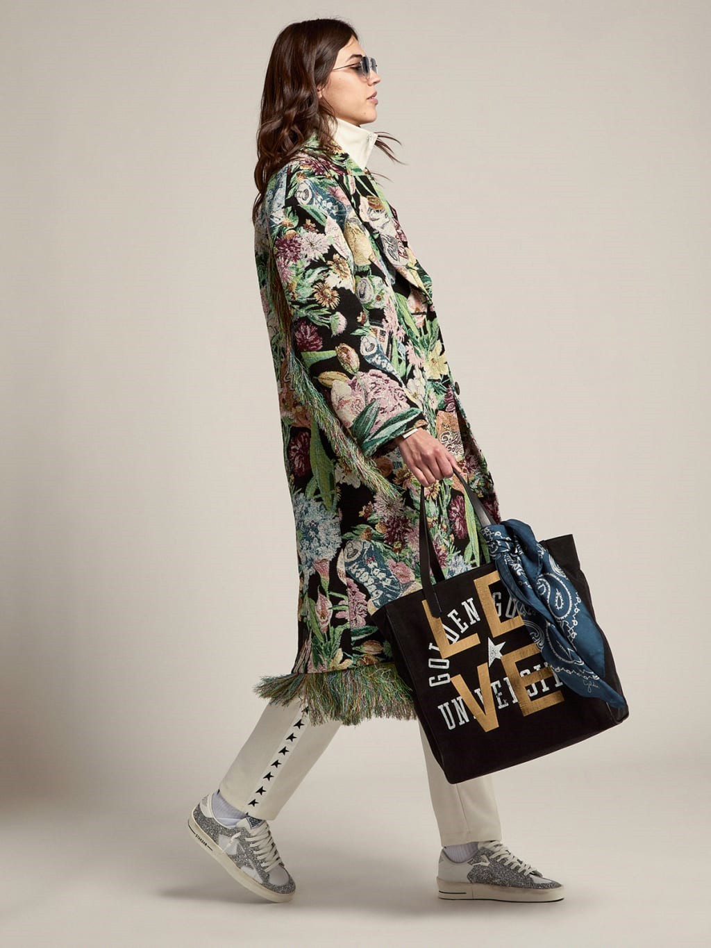 Zapatillas Golden Goose Stardan Leather And Glitter Upper Glitter Star Mujer