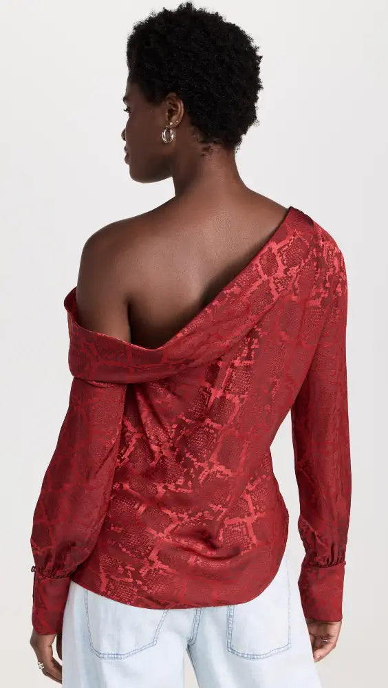 Camisa Alice One Shoulder Carmine Python