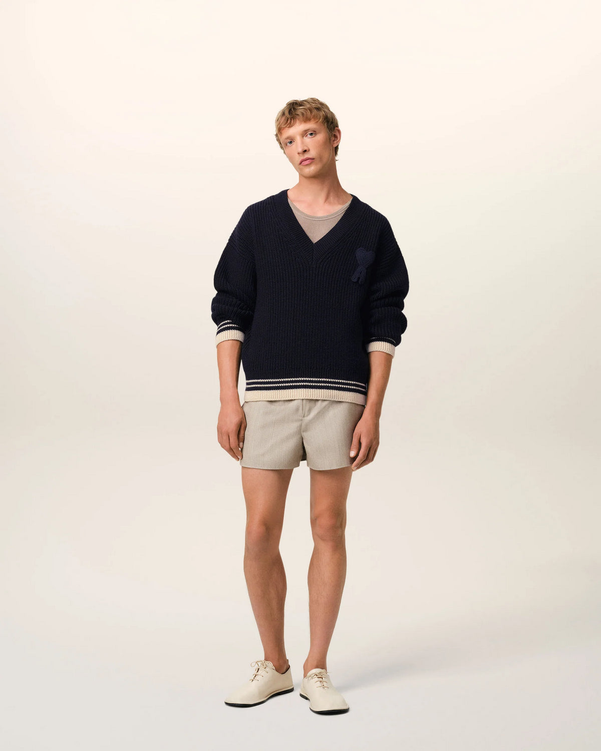 Sweater Ribbed V Neck