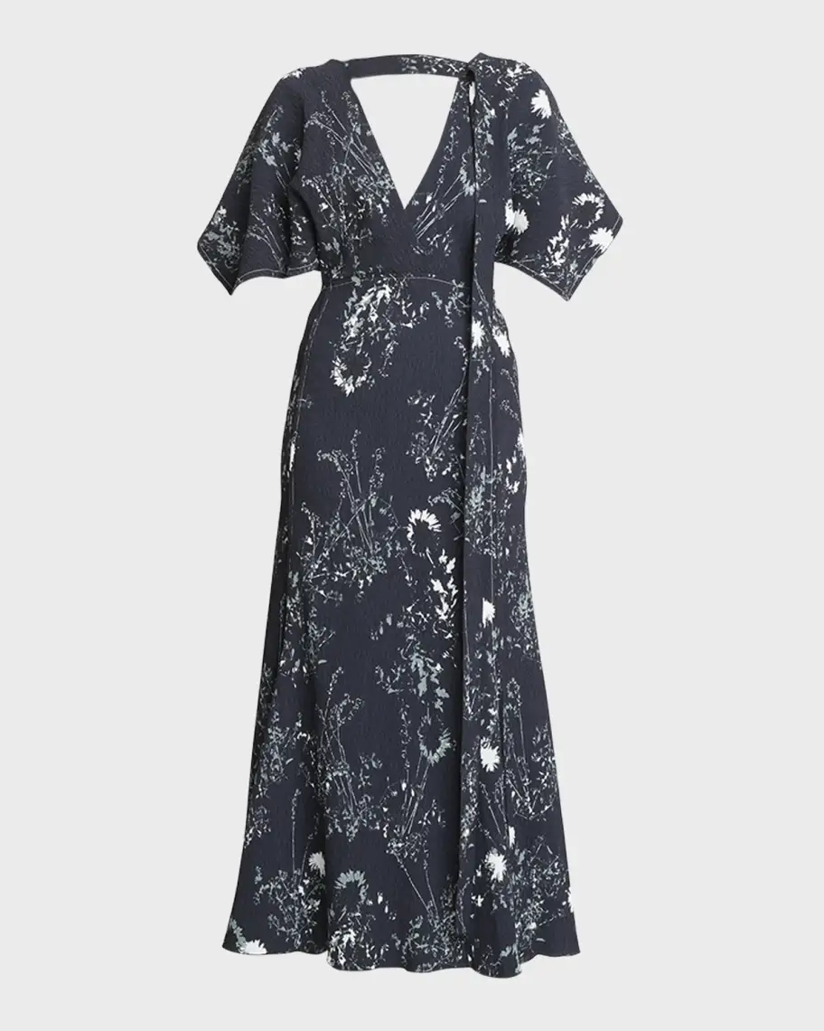 Midi Vestido Vneck Bias Godet