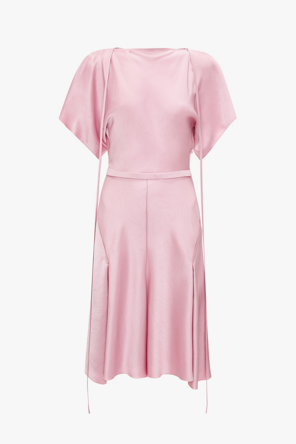 Midi Vestido Draped Sleeve Cut Out