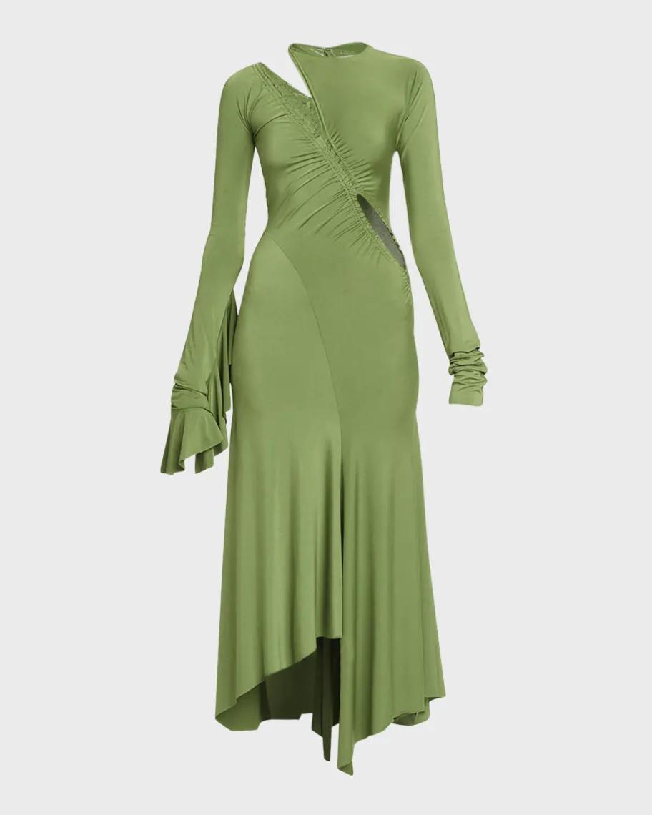 Midi Vestido Asymmetric Slash Jersey