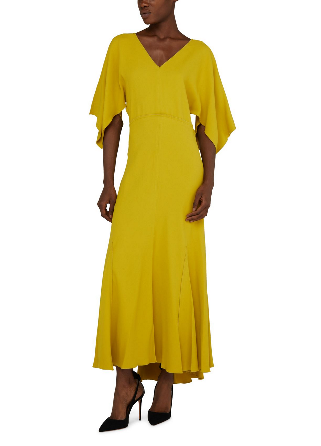 Midi Vestido Vneck Bias Godet