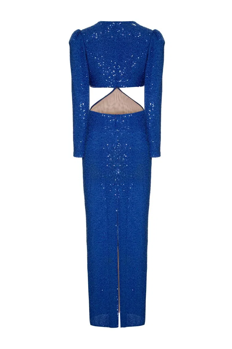 Maxi Vestido Cut Out Azul