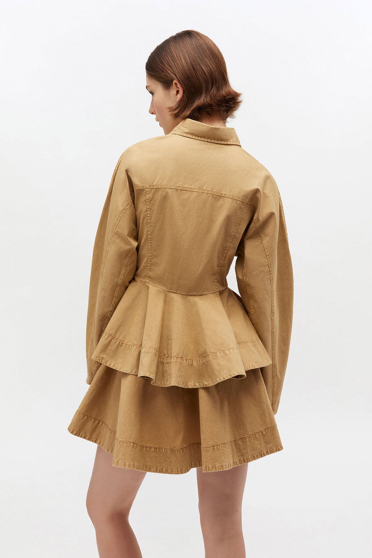 Camisa Peplum Washed Stretch Cotton