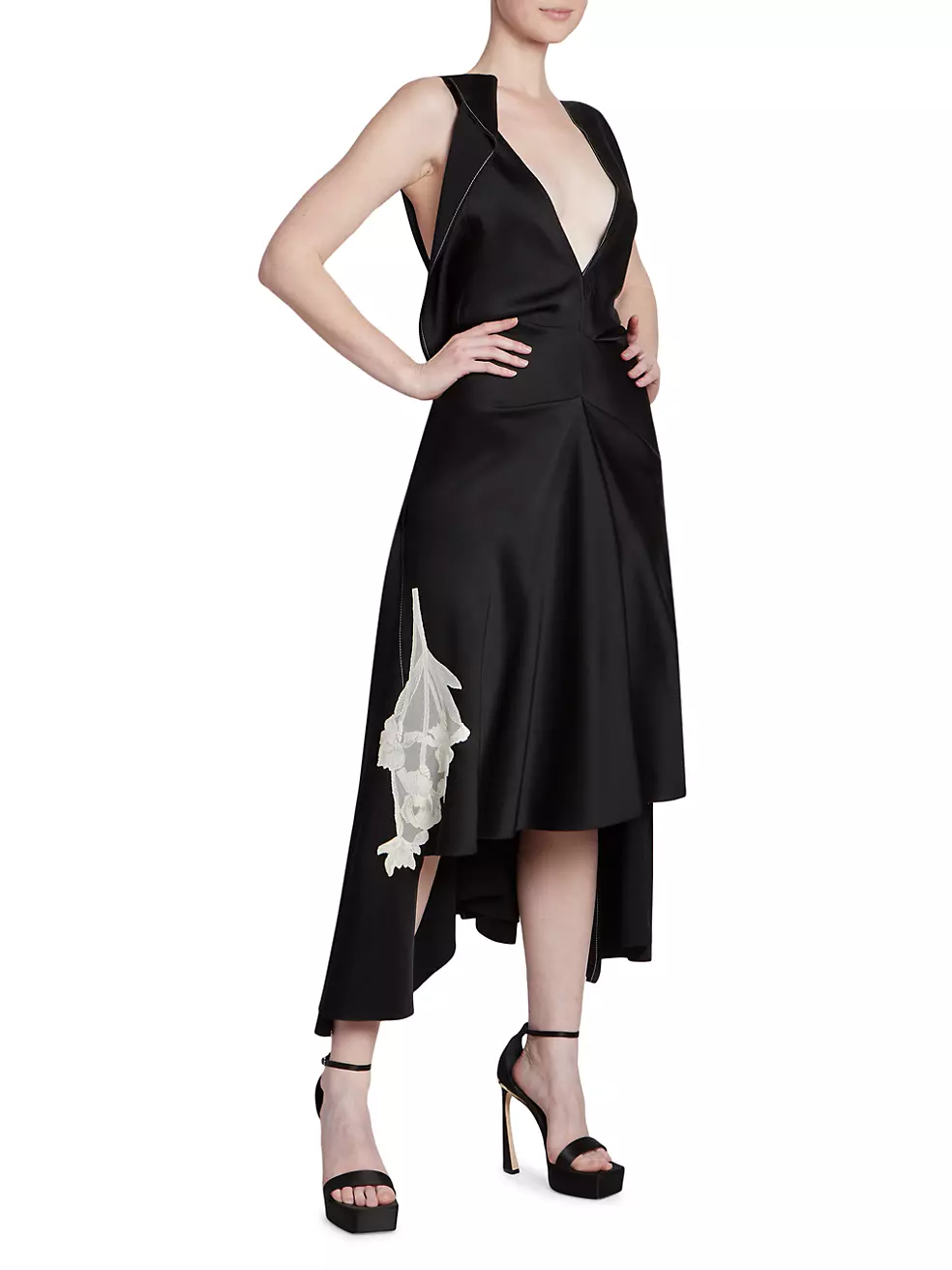 Midi Vestido Draped Lace