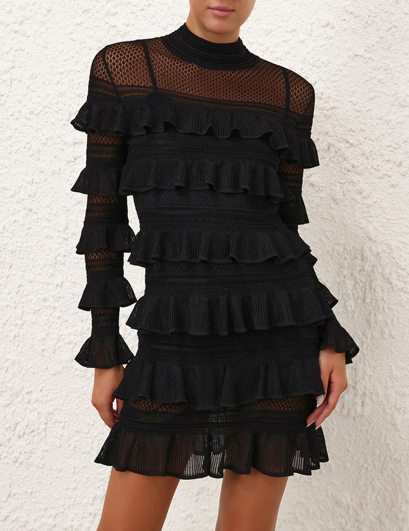Mini Vestido Crush High Neck Frilled