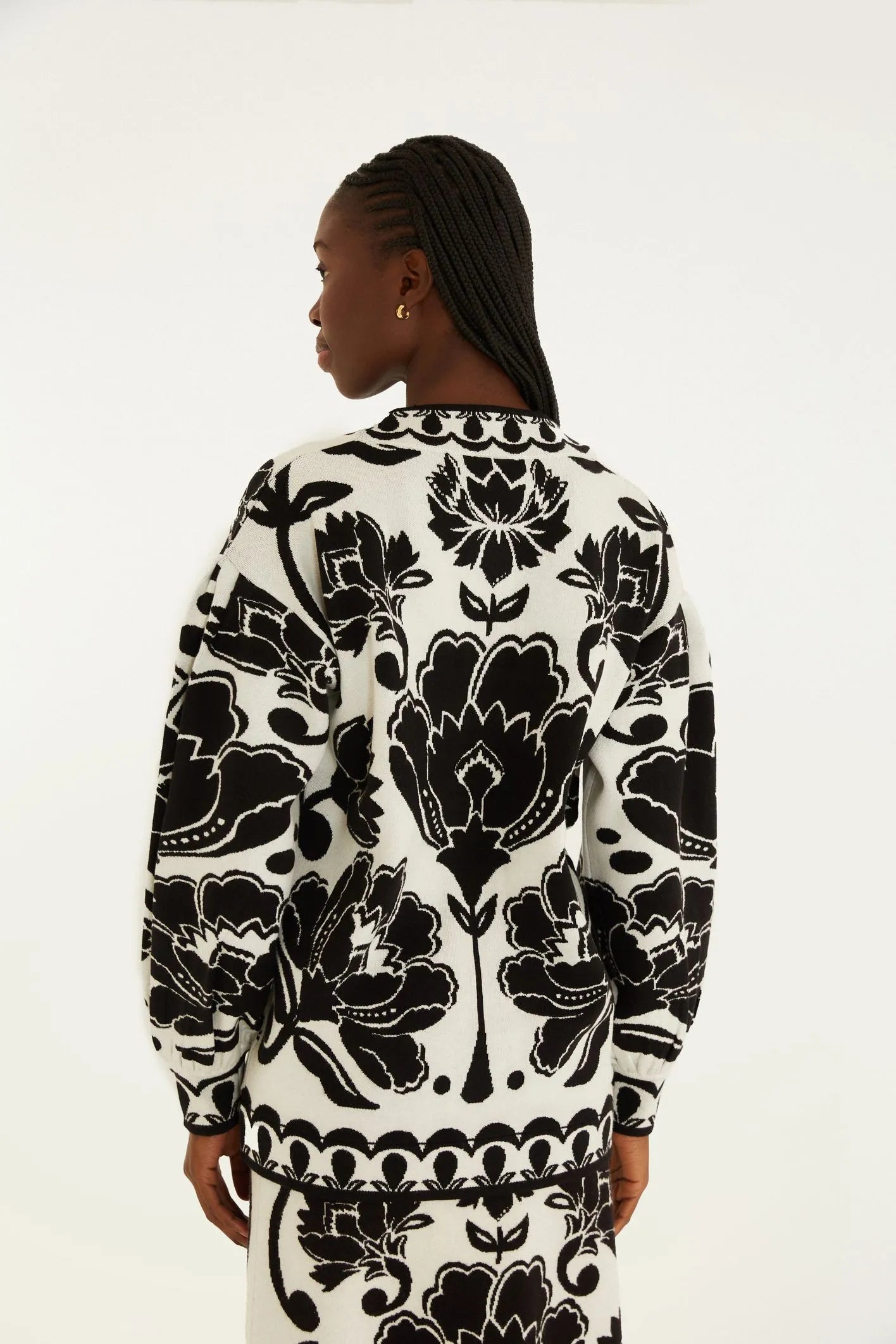 Cardigan Tricot Floral Arabesque