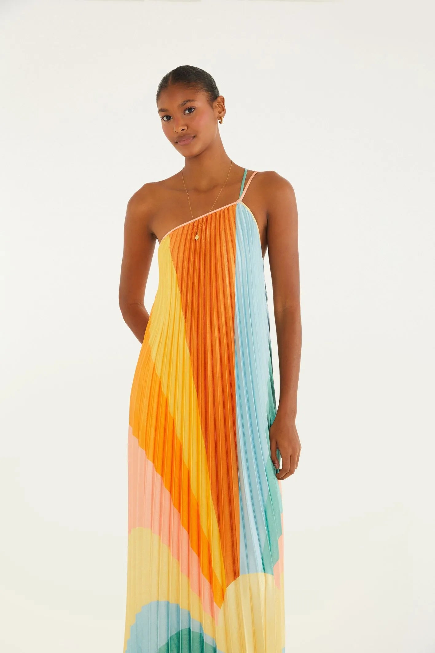 Maxi Vestido Plissado Paisagem Carioca