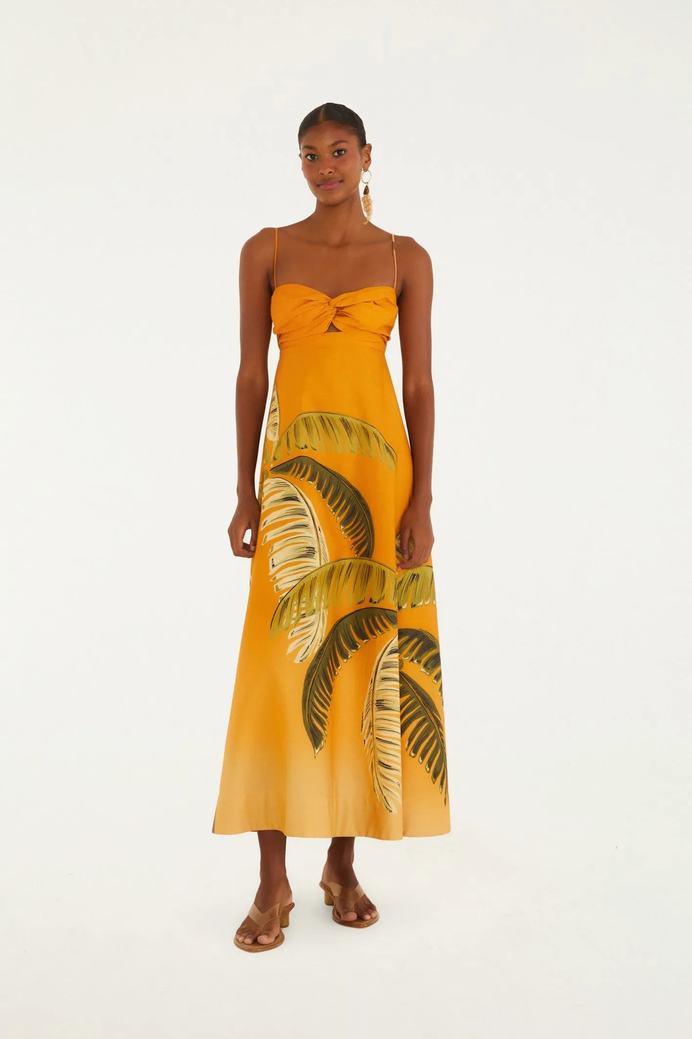 Midi Vestido Itacare Coqueiro Laranja