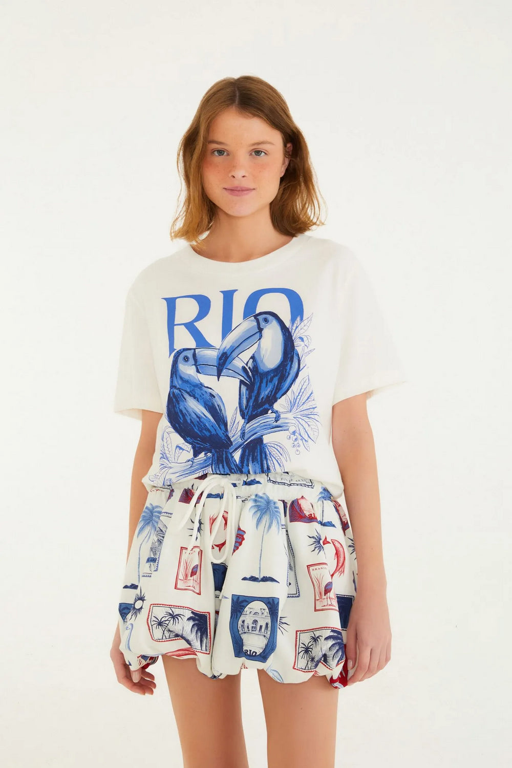 Mini Falda Balone Moletom Tropical Vinta