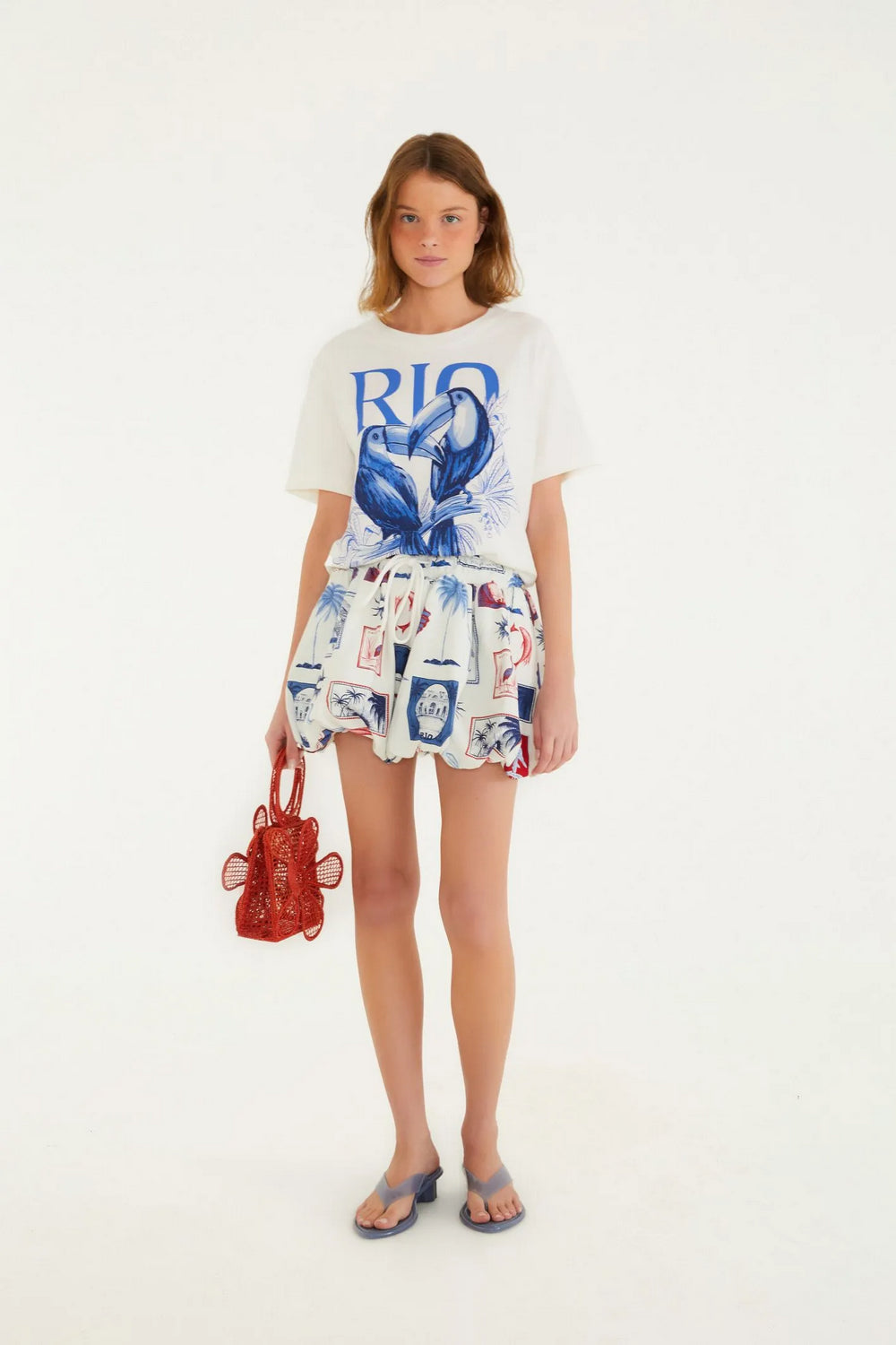 Mini Falda Balone Moletom Tropical Vinta