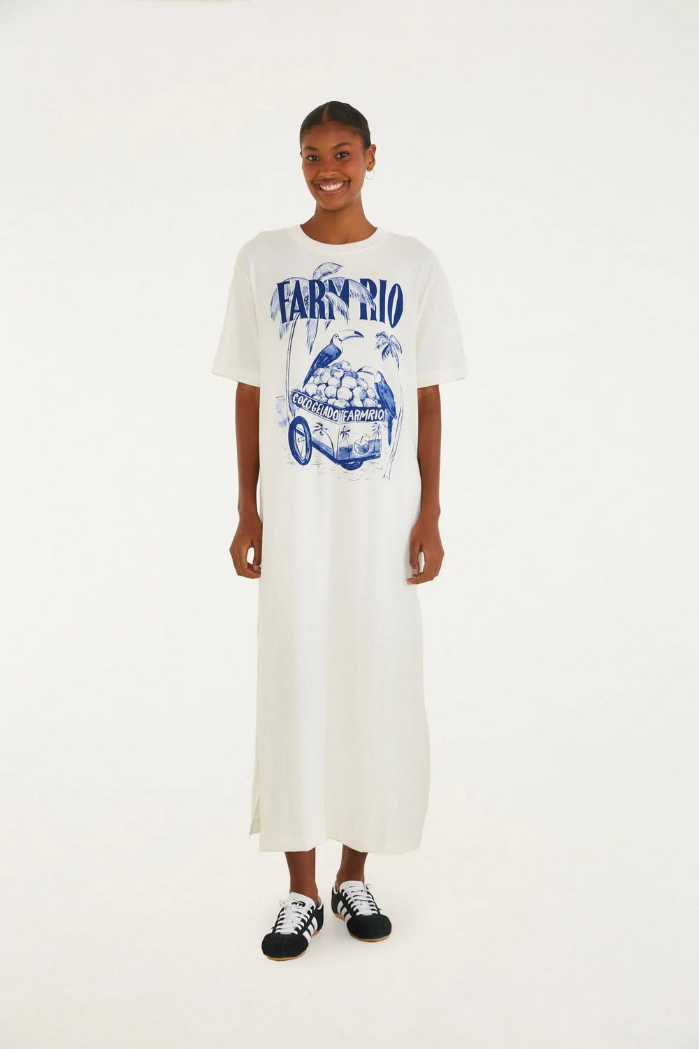 Midi Vestido Coco Gelado Azul