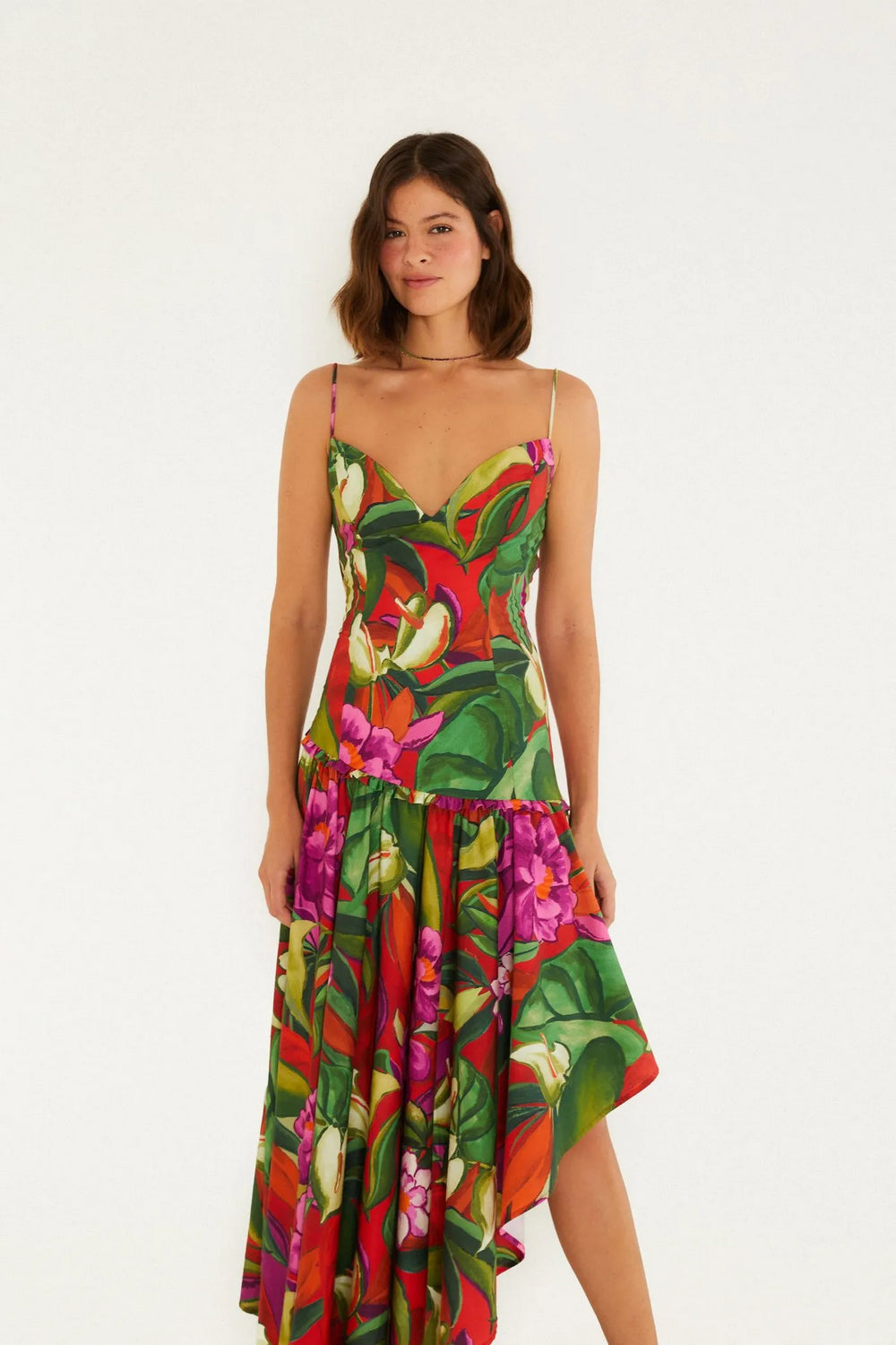 Maxi Vestido Assimetrico Folhagem