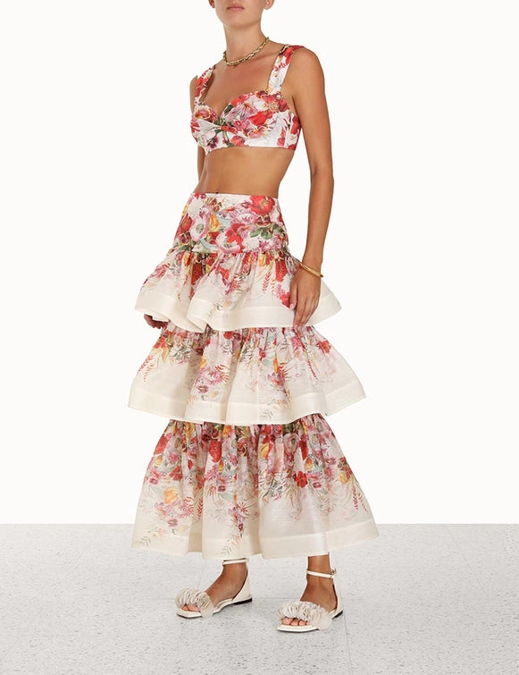 Midi Falda Wonderland Tiered