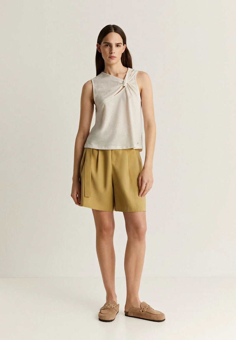 T-Shirt Shoulder Stripes Knot Tee