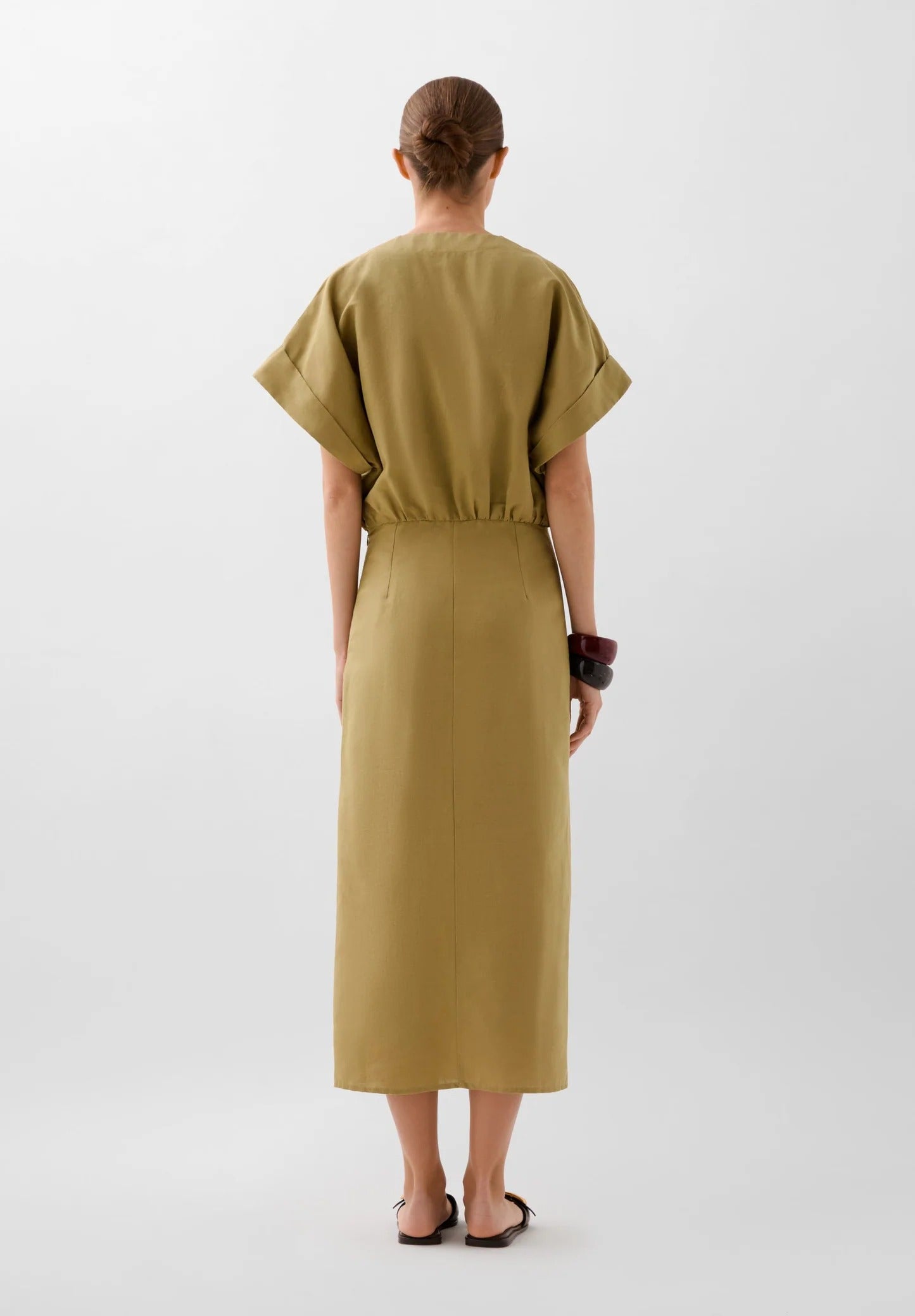 Maxi Vestido Lino Frunces